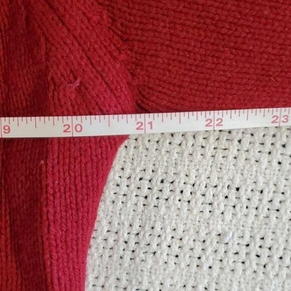Woolrich Wool Hand Embroidered Front & Back Burgandy Red Sz. L Zippered Cardigan - Picture 6 of 9